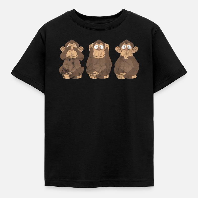 Affe Geschenk Zoo Schimpanse Gorilla Icon Comic - Kinder T-Shirt - Schwarz