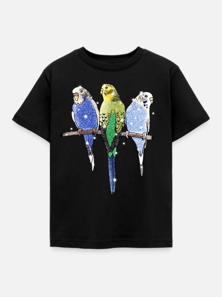 Wellensittich Sittich Vogel Papagei Tier - Kinder T-Shirt - Schwarz