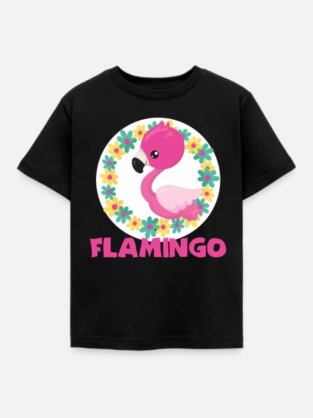 Flamingo - Kinder T-Shirt - Schwarz