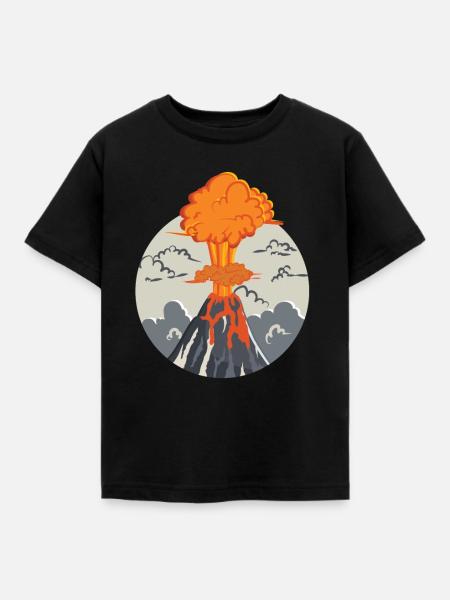 Ausbrechender Vulkan - Kinder T-Shirt - Schwarz