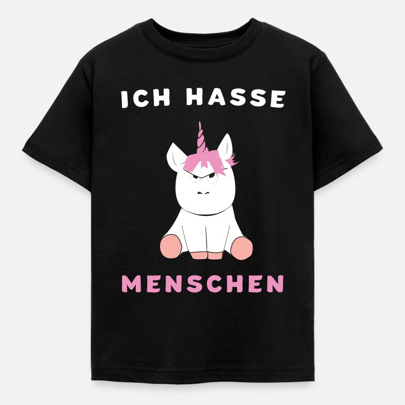 Ich Hasse Menschen Einhorn Geschenk - Kinder T-Shirt - Schwarz
