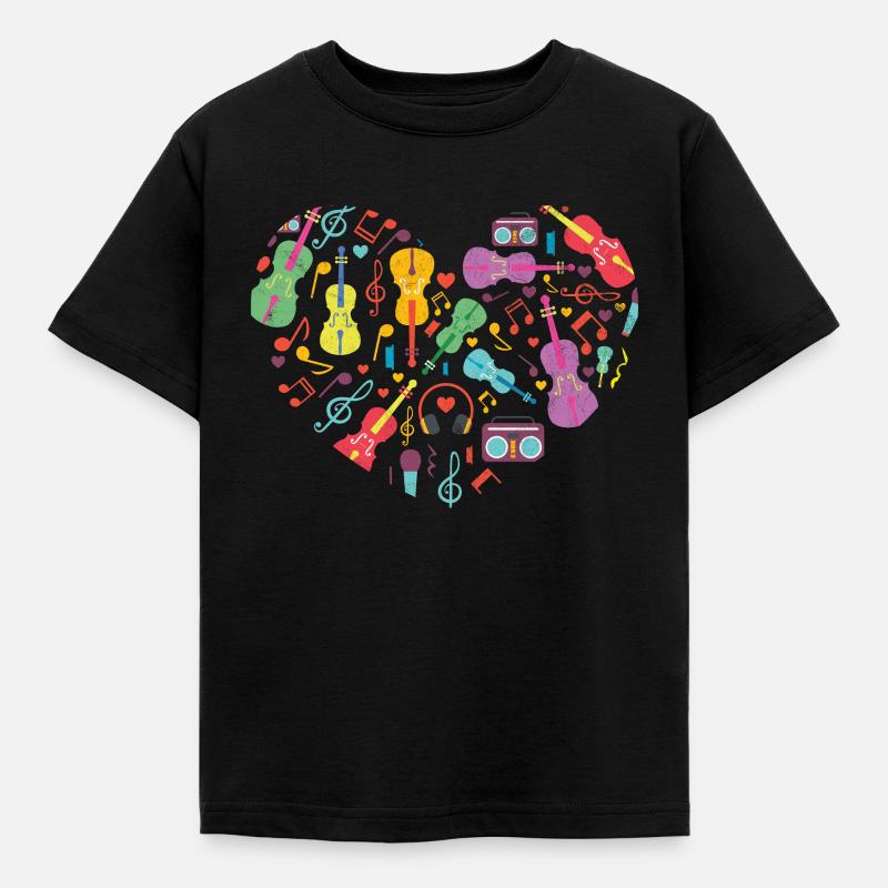 Music Violin Classical Gift Violin Musical Notes - Kids' T-Shirt - black