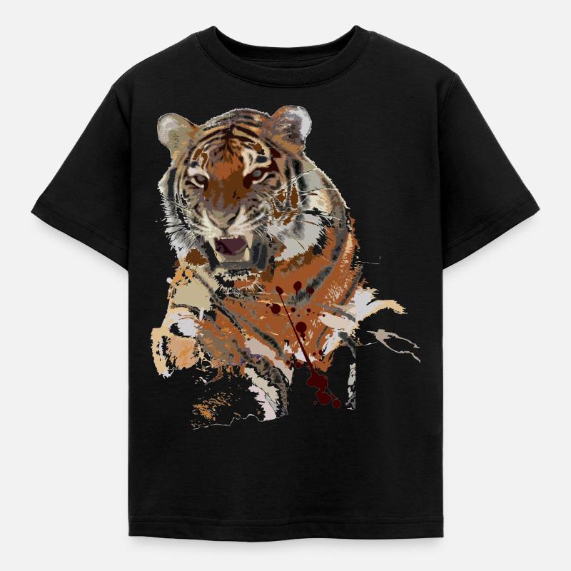Tiger - Kinder T-Shirt - Schwarz