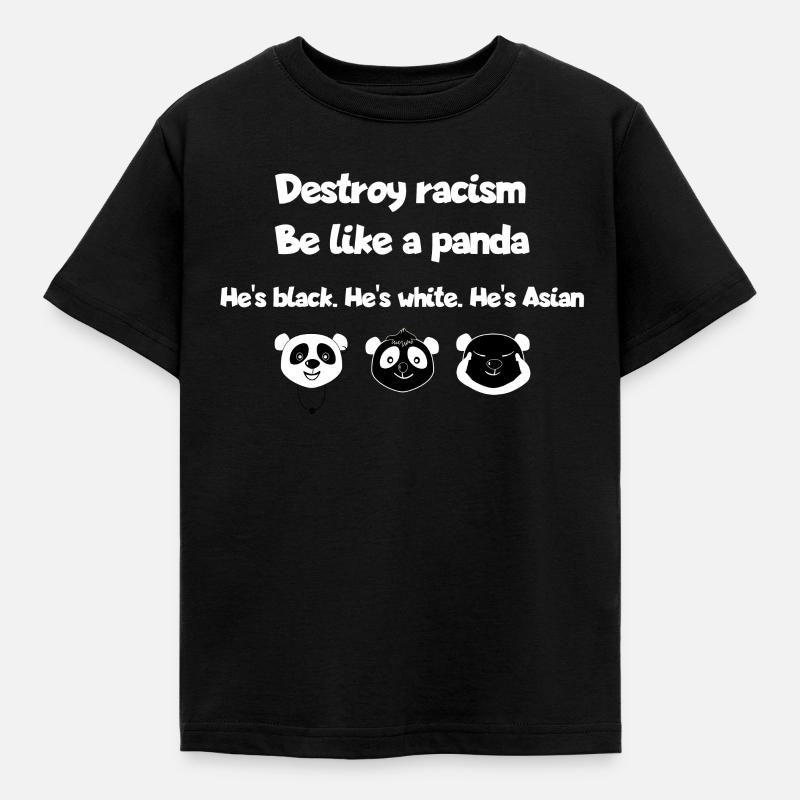 Panda Pandabär gegen Rassismus Antisemitismus - Kinder T-Shirt - Schwarz