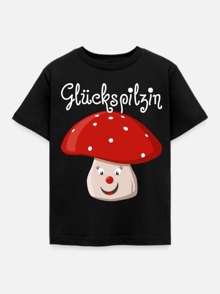 Glückspilzin - Kinder T-Shirt - Schwarz