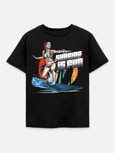 Surfergirl - Kinder T-Shirt - Schwarz