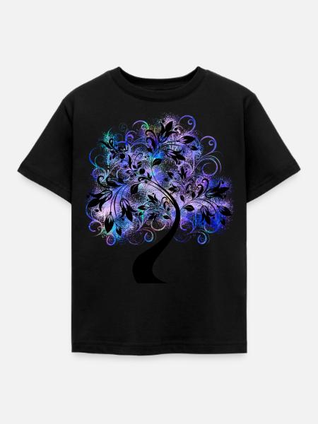 Blühender Baum - Kinder T-Shirt - Schwarz