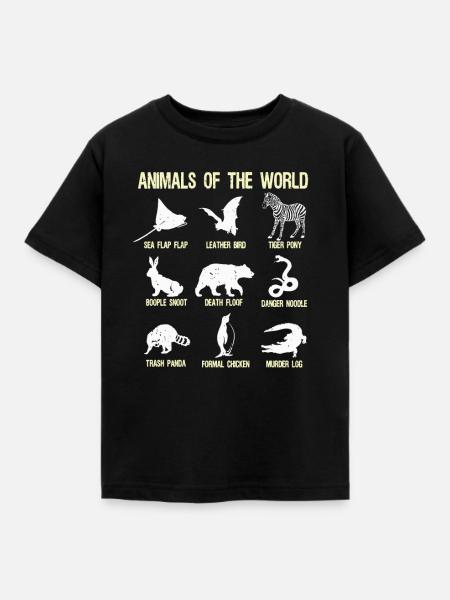 Animals of the World Funny animal name gift humor - Kids' T-Shirt - black