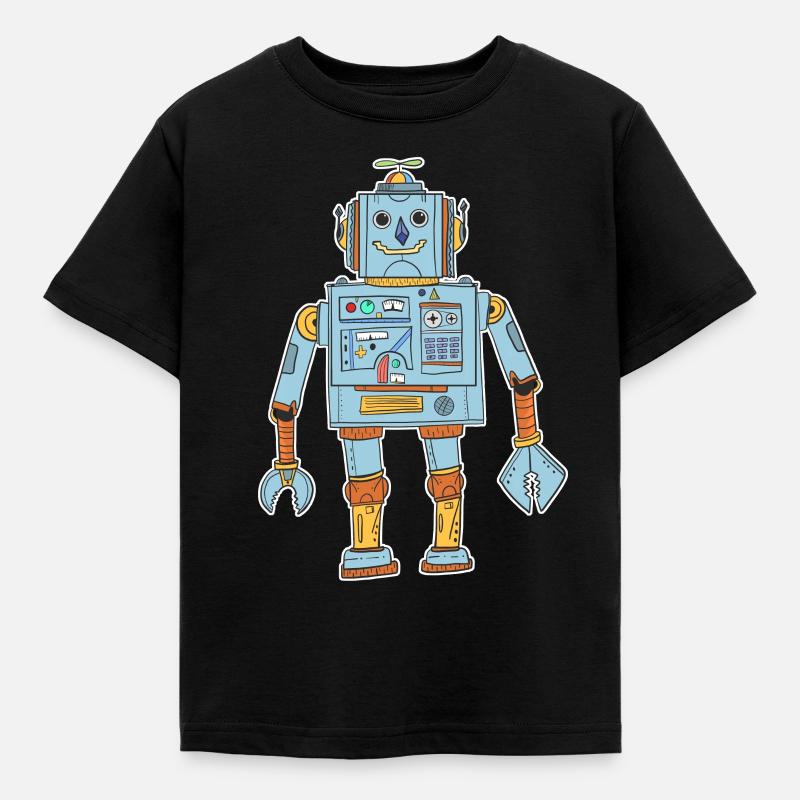 Roboter T-Shirt Kinder - Kinder T-Shirt - Schwarz