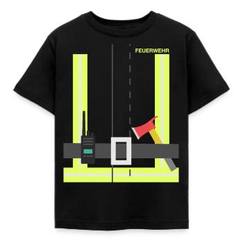 Feuerwehr Uniform Kostüm Fasching - Kinder T-Shirt - Schwarz - Vorne - AI Model Kid Female (0cm)