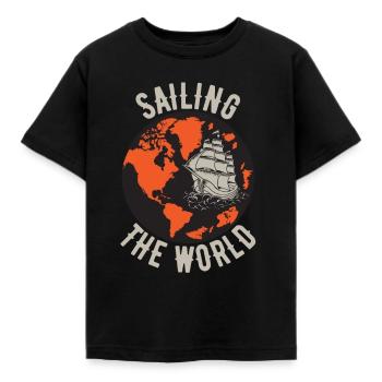 Segelschiff - Kinder T-Shirt - Schwarz - Vorne - AI Model Kid Female (0cm)