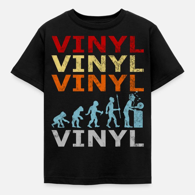 Retro Vintage Evolution DJ Vinyl Record - Kids' T-Shirt - black