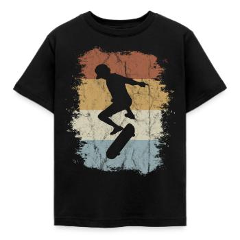 Retro Vintage Skater Kickflip Skateboard Geschenk - Kinder T-Shirt - Schwarz - Vorne - AI Model Kid Female (0cm)