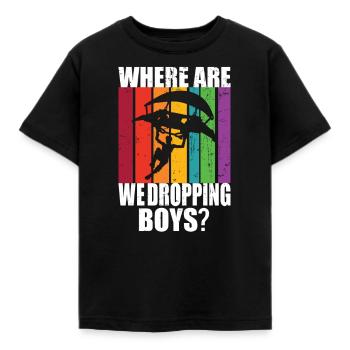 Où allons-nous laisser tomber les gars? PUBG Battle Royal - T-shirt Enfant - noir - Devant - AI Model Kid Female (0cm)
