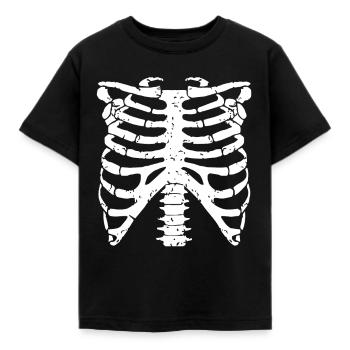 Skeleton Thorax Halloween Costume - Kids' T-Shirt - black - Front - AI Model Kid Female (0cm)