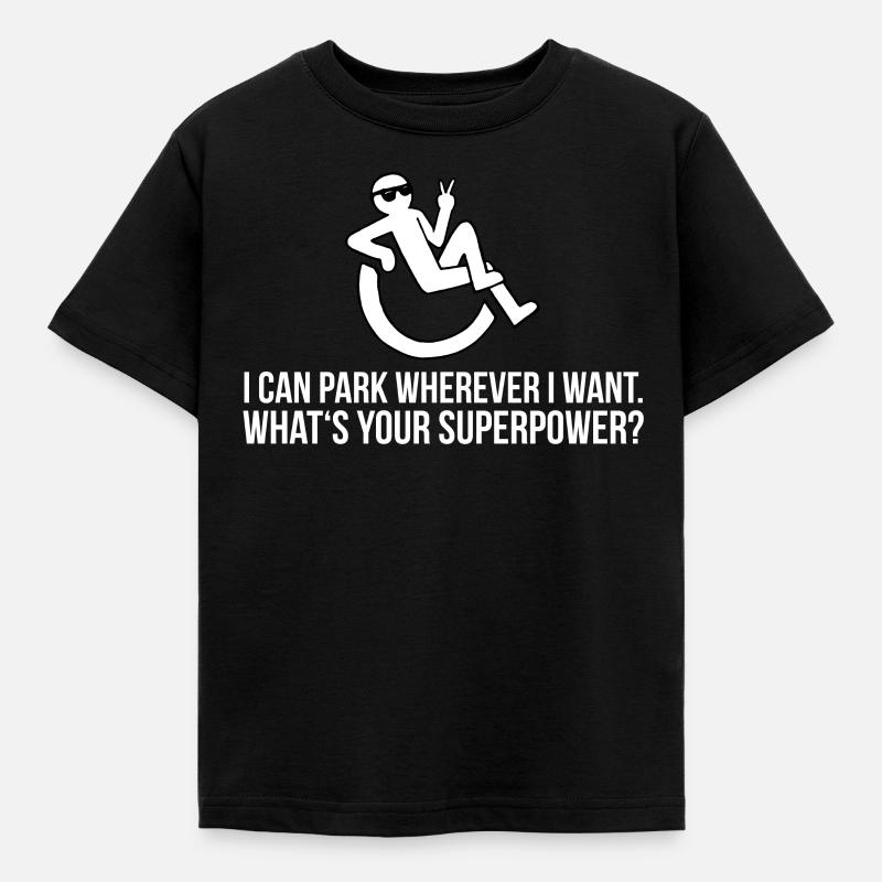 Behinderung Rollstuhl Handicap Schwarzer Humor - Kinder T-Shirt - Schwarz