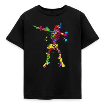 Neon Dab Dabbing Skeleton 80s 80s Dab Dance - Kids' T-Shirt - black - Front - AI Model Kid Female (0cm)