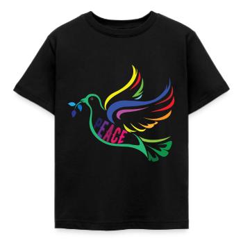 Friedenstaube - Kinder T-Shirt - Schwarz - Vorne - AI Model Kid Female (0cm)