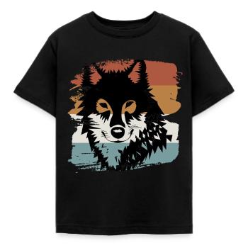 Conception de loup pour les amoureux des loups et des animaux - T-shirt Enfant - noir - Devant - AI Model Kid Female (0cm)
