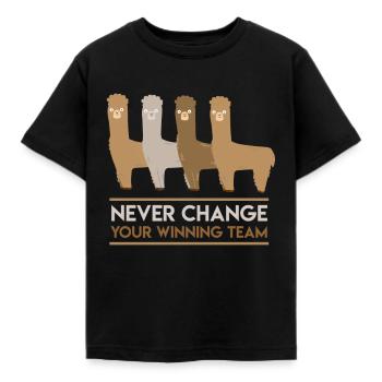 Alpaka Never Change Your Winning Team - Kinder T-Shirt - Schwarz - Vorne - AI Model Kid Female (0cm)