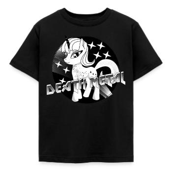 Death Metal Einhorn Shirt Festival Musik - Kinder T-Shirt - Schwarz - Vorne - AI Model Kid Female (0cm)