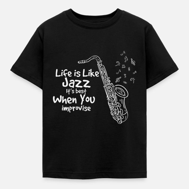 Saxophon - Kinder T-Shirt - Schwarz