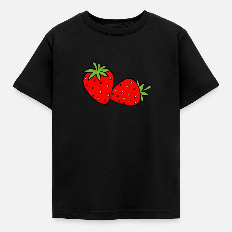 Erdbeeren - Kinder T-Shirt - Schwarz