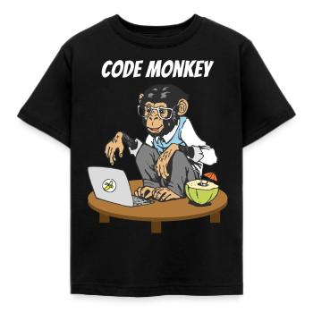 Code Monkey Progammier Monkey Coding Monkeys - Kids' T-Shirt - black - Front - AI Model Kid Female (0cm)