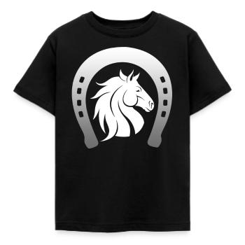 Glückspferd mit Huf - Kinder T-Shirt - Schwarz - Vorne - AI Model Kid Female (0cm)