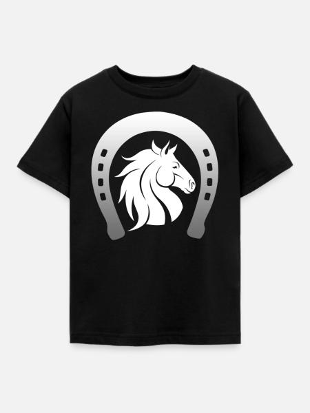 Glückspferd mit Huf - Kinder T-Shirt - Schwarz