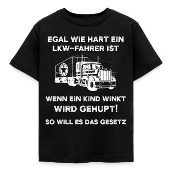 Camionneur klaxonner camionneur longue distance autoroute enfants - T-shirt Enfant - noir - Devant - AI Model Kid Female (0cm)
