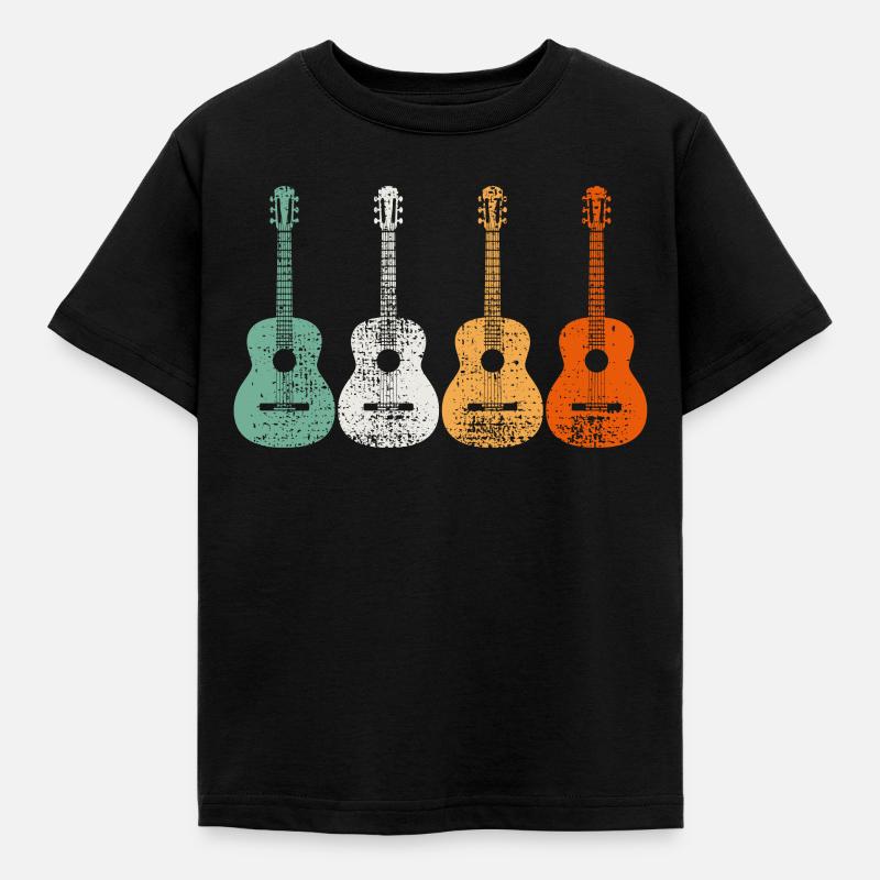 Akustische Gitarre - Kinder T-Shirt - Schwarz