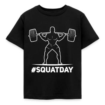 Squat-Day - Cool Powerlifting Dumbbell Gym Deadlift - Kids' T-Shirt - black - Front - AI Model Kid Female (0cm)