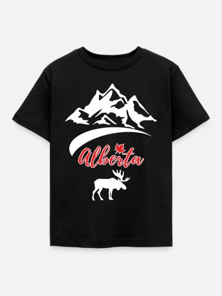 Alberta Kanada Weißer Elch Geschenk - Kinder T-Shirt - Schwarz