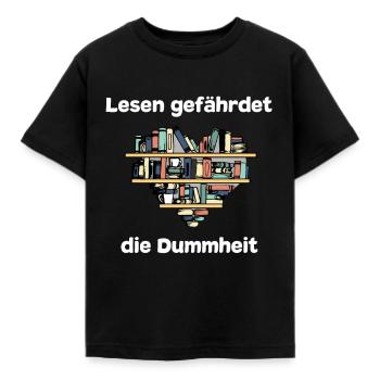 Lesen gefährdet die Dummheit Buch Leseratte - Kinder T-Shirt - Schwarz - Vorne - AI Model Kid Female (0cm)
