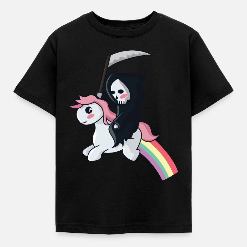 Sensenmann auf einem Einhorn - Kinder T-Shirt - Schwarz