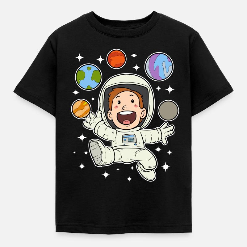 Astronaute planète étoile espace espace spatial - T-shirt Enfant - noir