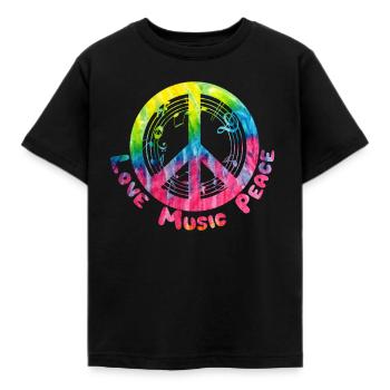 Music Hippie Music Gift Peace Peace Love - Kids' T-Shirt - black - Front - AI Model Kid Female (0cm)