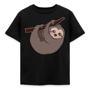 Sloth Hangs On The Branch Gift - Kids' T-Shirt - black - Front - AI Model Kid Female (0cm)