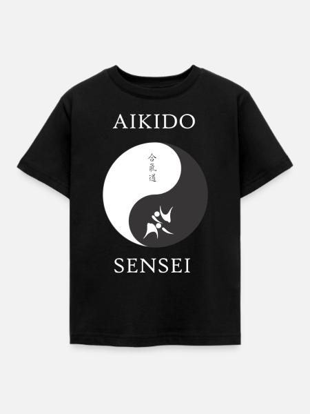 aikido sensei - Kinder T-Shirt - Schwarz