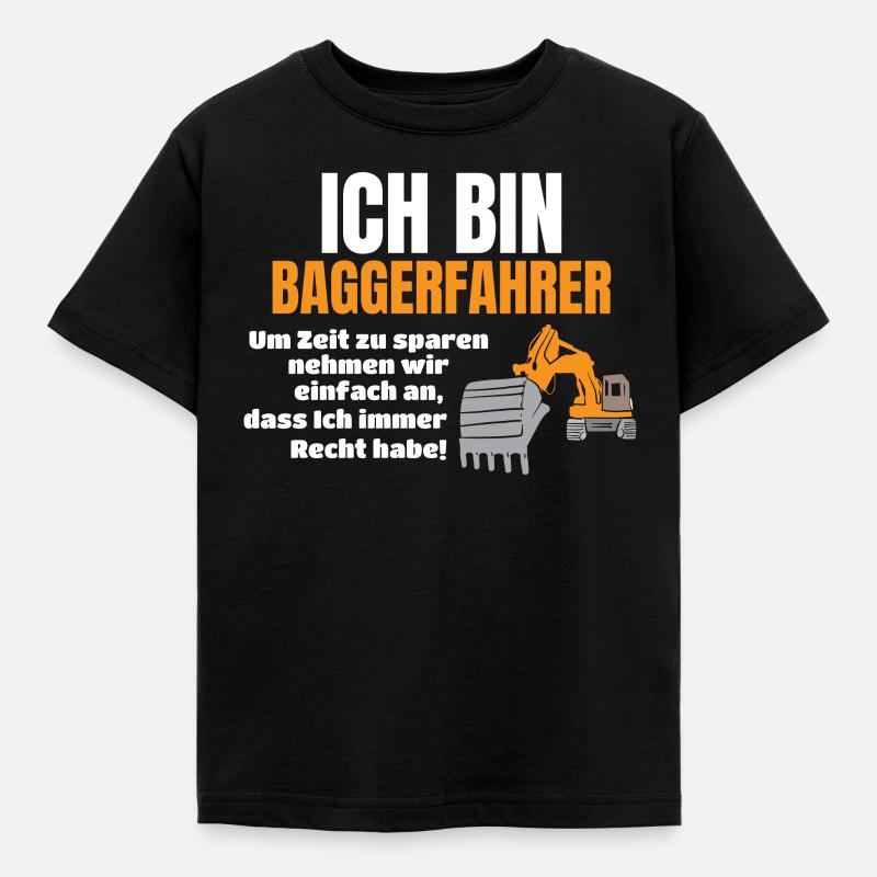 Baggerfahrer Bagger Geschenk Bauarbeiter - Kinder T-Shirt - Schwarz