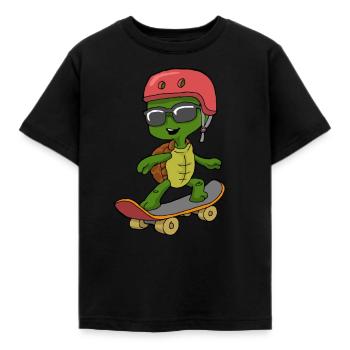 Tortoise Cool with sunglasses on skateboard - Kids' T-Shirt - black - Front - AI Model Kid Female (0cm)