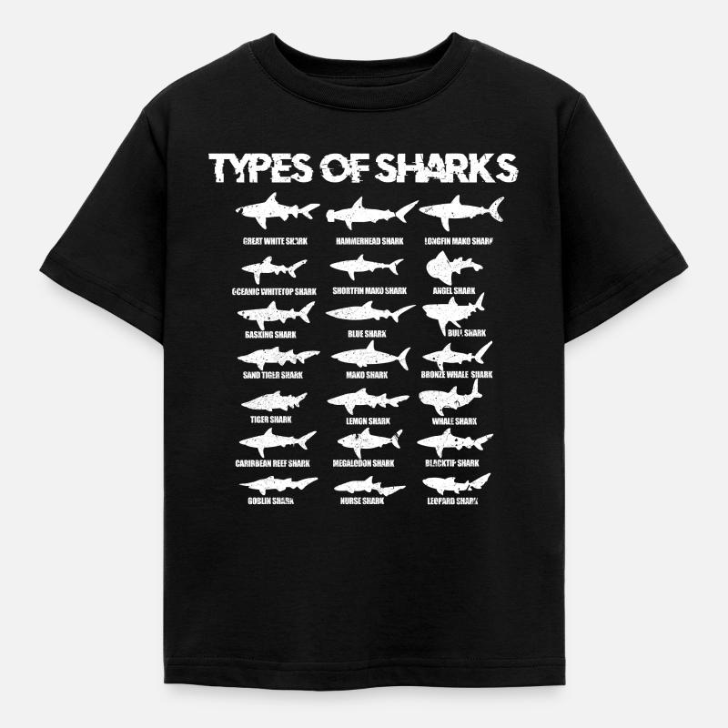 Requins Requin Requins types de requins plongeur cadeau de la mer - T-shirt Enfant - noir