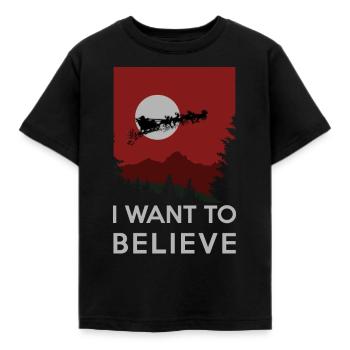 Je veux croire - croire au Père Noël - T-shirt Enfant - noir - Devant - AI Model Kid Female (0cm)