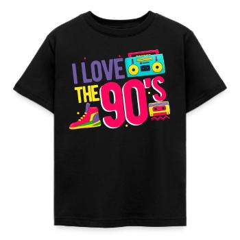 90er - Kinder T-Shirt - Schwarz - Vorne - AI Model Kid Female (0cm)