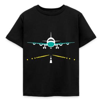 Flugzeug landet - Kinder T-Shirt - Schwarz - Vorne - AI Model Kid Female (0cm)