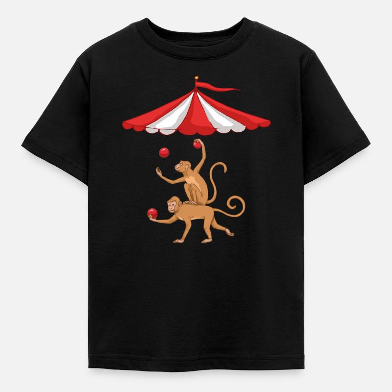 Monkey circus monkey feather monkey dance circus tent - Kids' T-Shirt - black