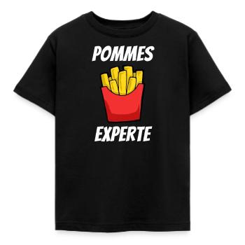 French fries expert fries love fries fast food - Kids' T-Shirt - black - Front - AI Model Kid Female (0cm)
