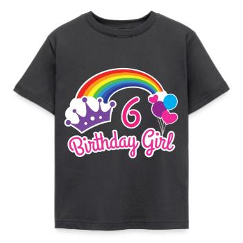 Chemise pour fille 6e anniversaire arc-en-ciel - T-shirt Enfant - charbon - Devant - AI Model Kid Female (0cm)