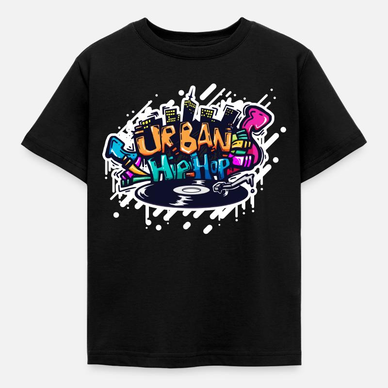 DJ TURNTABLE GRAFFITI - Kinder T-Shirt - Schwarz